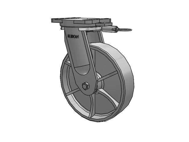 94 Series TRL Top Plate Swivel Caster with 12 x 3 Grey Enamel CA - Cast Iron Wheel