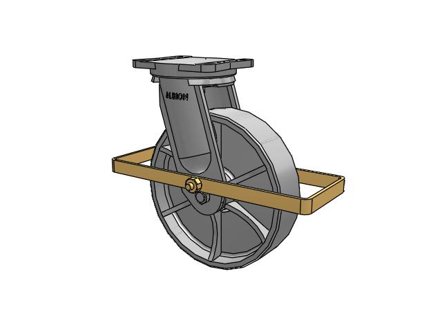 94 Series TRL Top Plate Swivel Caster with 12 x 3 Grey Enamel CA - Cast Iron Wheel and Wrap Around Brake