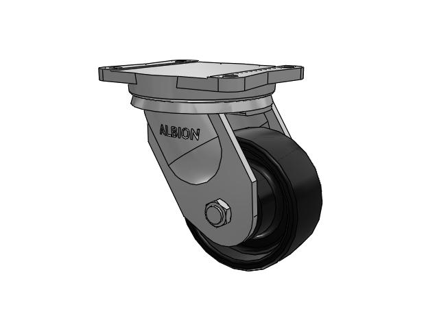 94 Series TRL Top Plate Swivel Caster with 6 x 2.5 Black Paint FR - Ductile Iron Crowned Tread Wheel