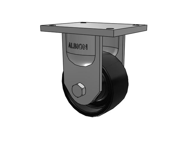 94 Series TRL Top Plate Rigid Caster with 6 x 3 Black Paint FR - Ductile Iron Crowned Tread Wheel