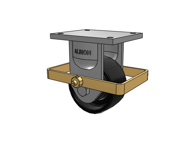 94 Series TRL Top Plate Rigid Caster with 6 x 3 Black Paint FR - Ductile Iron Crowned Tread Wheel and Wrap Around Brake