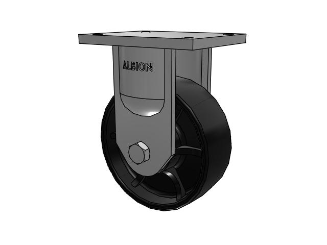 94 Series TRL Top Plate Rigid Caster with 8 x 3 Black Paint FR - Ductile Iron Crowned Tread Wheel