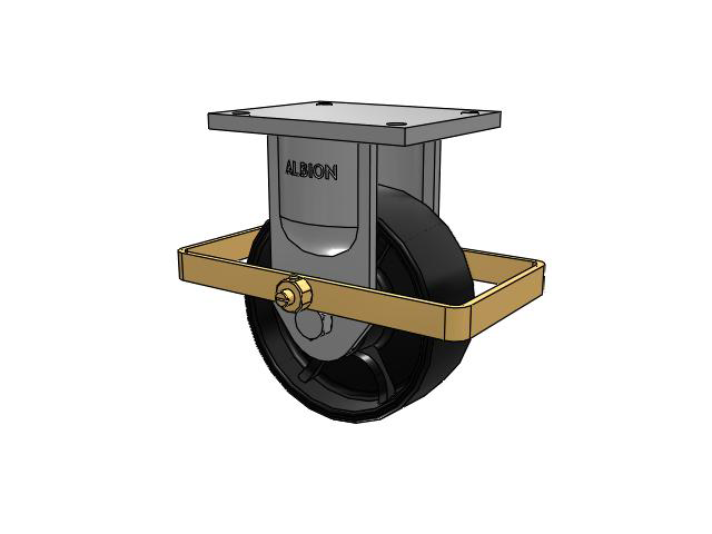 94 Series TRL Top Plate Rigid Caster with 8 x 3 Black Paint FR - Ductile Iron Crowned Tread Wheel and Wrap Around Brake