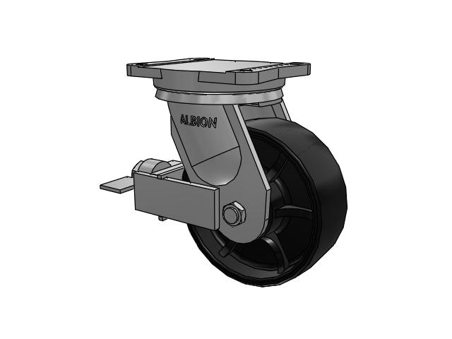 94 Series BBL Caster with 8 x 3 Black Paint FR - Ductile Iron Crowned Tread Wheel