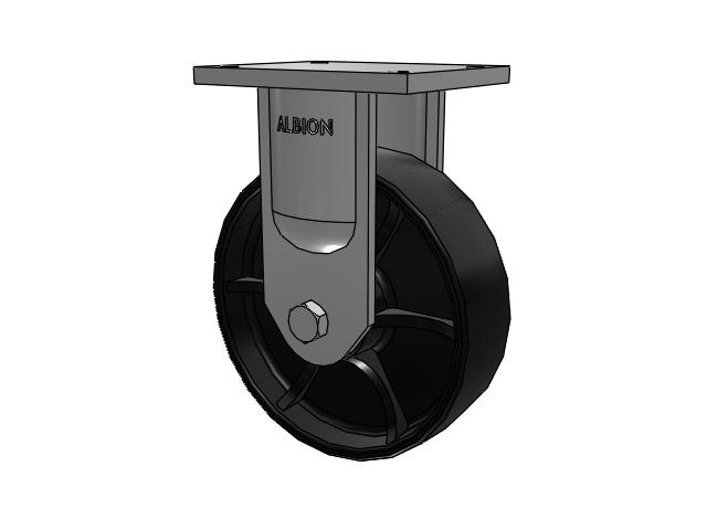 94 Series TRL Top Plate Rigid Caster with 10 x 3 Black Paint FR - Ductile Iron Crowned Tread Wheel