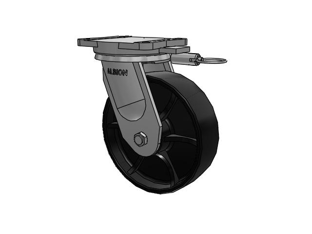 94 Series BBL Caster with 10 x 3 Black Paint FR - Ductile Iron Crowned Tread Wheel