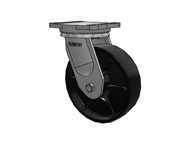 94 Series BBL Caster with 10 x 3 Black Paint FR - Ductile Iron Crowned Tread Wheel