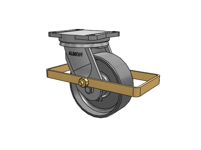 94 Series TRL Top Plate Swivel Caster with 8 x 3 Clear Coat Enamel FS - Drop-Forged Steel Wheel and Wrap Around Brake