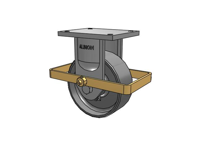 94 Series TRL Top Plate Rigid Caster with 8 x 3 Clear Coat Enamel FS - Drop-Forged Steel Wheel and Wrap Around Brake