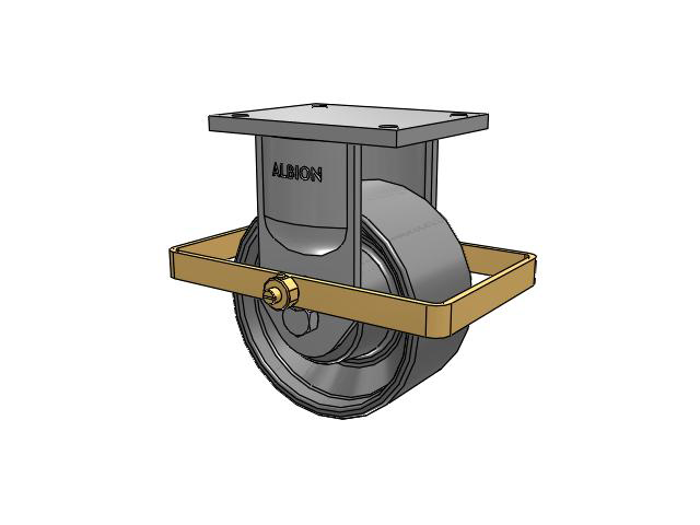 94 Series TRL Top Plate Rigid Caster with 8 x 4 Clear Coat Enamel FS - Drop-Forged Steel Wheel and Wrap Around Brake