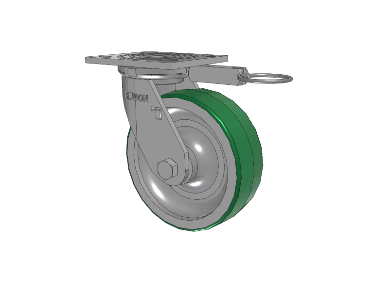 16 Series Top Plate Swivel Caster with 6 x 2 Green Tread on Aluminum Core PD - Polyurethane (Aluminum Core) Wheel