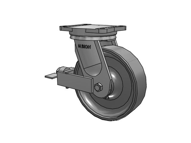 94 Series TRL Top Plate Swivel Caster with 10 x 3 Clear Coat Enamel FS - Drop-Forged Steel Wheel and Face Brake
