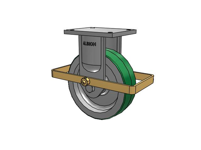 94 Series TRL Top Plate Rigid Caster with 10 x 3 Green Tread on Aluminum Core PD - Polyurethane (Aluminum Core) Wheel and Wrap Around Brake