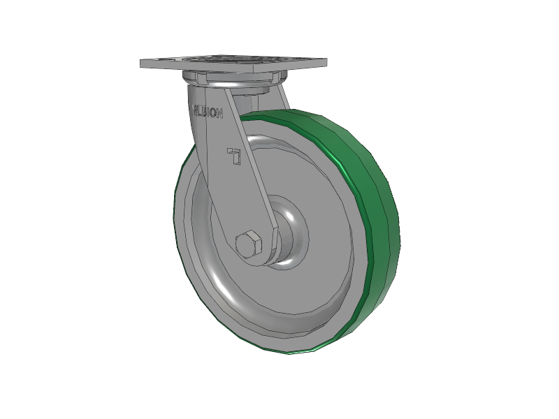 16 Series Top Plate Swivel Caster with 8 x 2 Green Tread on Aluminum Core PD - Polyurethane (Aluminum Core) Wheel