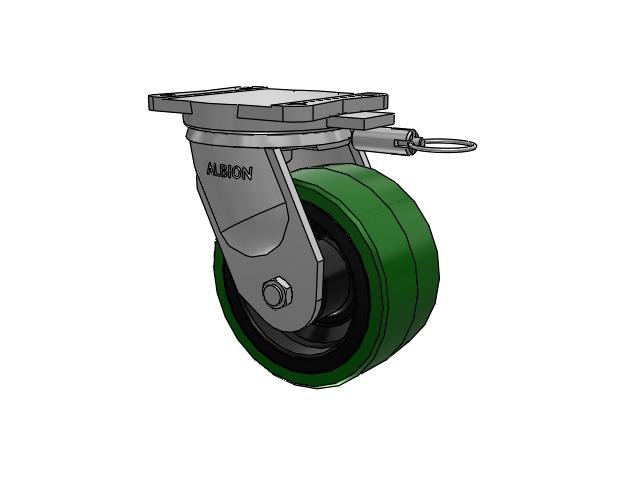 94 Series BBL Caster with 8 x 4 Green Tread on Black Cast Iron Core PX - Thick Polyurethane (Cast Iron Core) Wheel