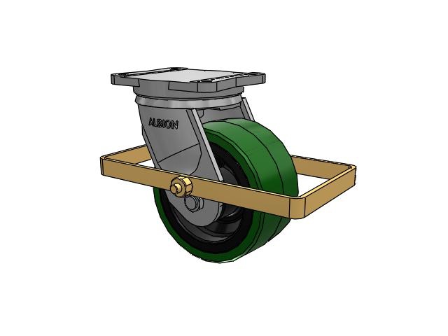 94 Series BBL Caster with 8 x 4 Green Tread on Black Cast Iron Core PX - Thick Polyurethane (Cast Iron Core) Wheel