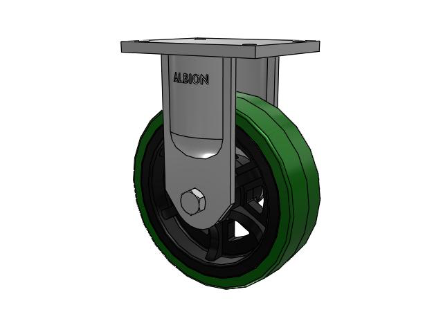 Roulette BBL série 94 avec bande de roulement verte 10 x 3 sur noyau en fonte noire PX - Roue en polyuréthane épais (noyau en fonte)