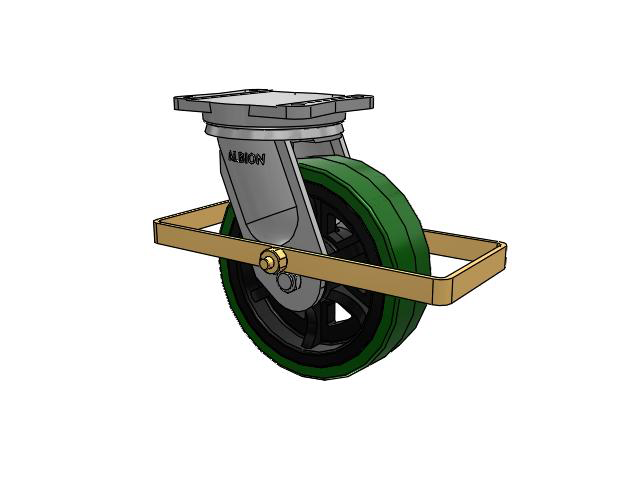 94 Series TRL Top Plate Swivel Caster with 10 x 3 Green Tread on Black Cast Iron Core PX - Thick Polyurethane (Cast Iron Core) Wheel and Wrap Around Brake