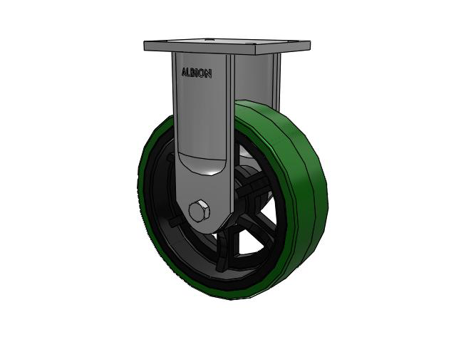 94 Series BBL Caster with 12 x 4 Green Tread on Black Cast Iron Core PX - Thick Polyurethane (Cast Iron Core) Wheel