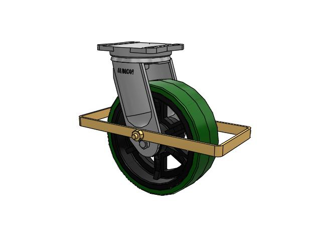 94 Series TRL Top Plate Swivel Caster with 12 x 4 Green Tread on Black Cast Iron Core PX - Thick Polyurethane (Cast Iron Core) Wheel and Wrap Around Brake