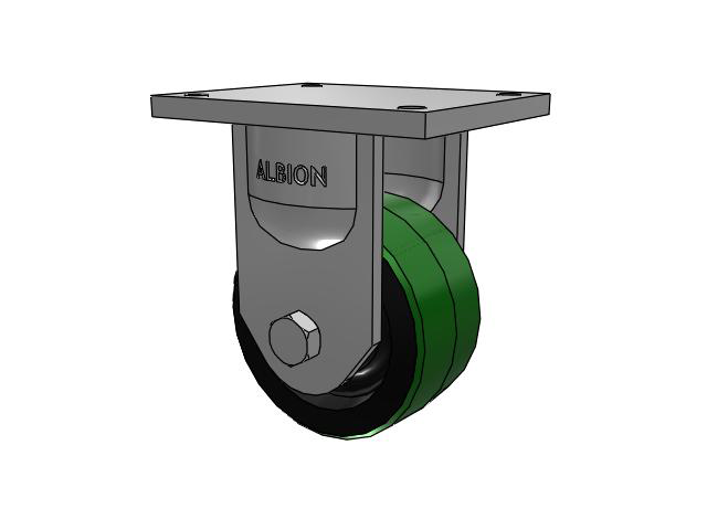 94 Series TRL Top Plate Rigid Caster with 6 x 3 Green Tread on Black Cast Iron Core PY - Polyurethane (Cast Iron Core) Wheel