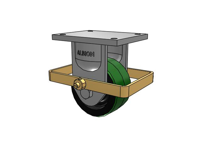 94 Series TRL Top Plate Rigid Caster with 6 x 3 Green Tread on Black Cast Iron Core PY - Polyurethane (Cast Iron Core) Wheel and Wrap Around Brake