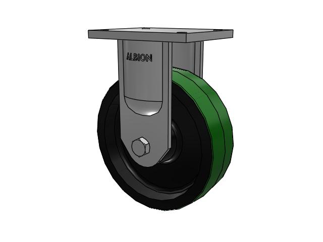 94 Series BBL Caster with 10 x 3 Green Tread on Black Cast Iron Core PY - Polyurethane (Cast Iron Core) Wheel