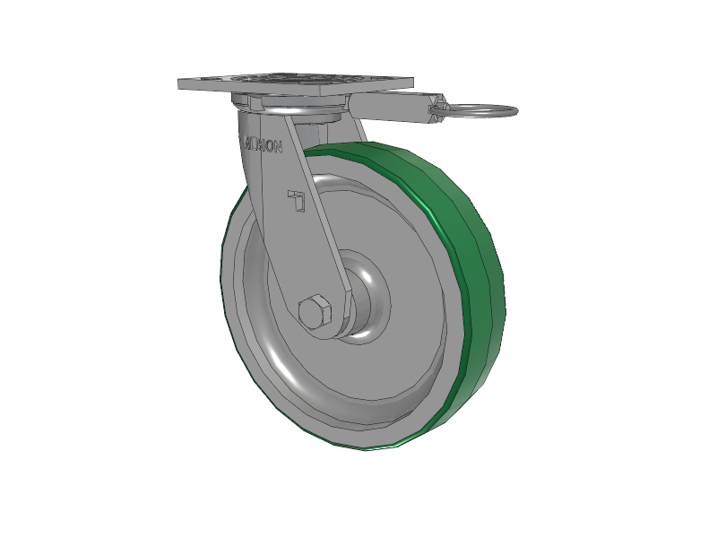16 Series Top Plate Swivel Caster with 8 x 2 Green Tread on Aluminum Core PD - Polyurethane (Aluminum Core) Wheel