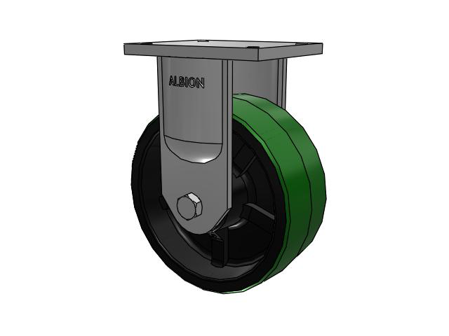 94 Series TRL Top Plate Rigid Caster with 10 x 4 Green Tread on Black Cast Iron Core PY - Polyurethane (Cast Iron Core) Wheel