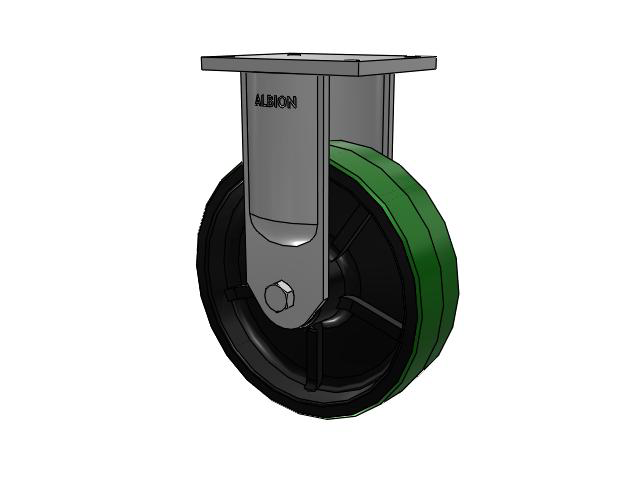 94 Series TRL Top Plate Rigid Caster with 12 x 3.5 Green Tread on Black Cast Iron Core PY - Polyurethane (Cast Iron Core) Wheel