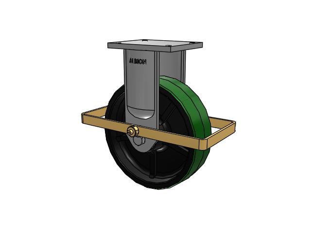 94 Series TRL Top Plate Rigid Caster with 12 x 3.5 Green Tread on Black Cast Iron Core PY - Polyurethane (Cast Iron Core) Wheel and Wrap Around Brake