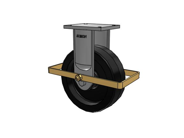 94 Series TRL Top Plate Rigid Caster with 12 x 4 Black Phenolic Resin TM - Phenolic Wheel and Wrap Around Brake