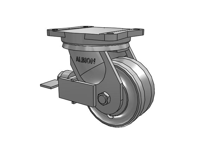 94 Series TRL Top Plate Swivel Caster with 6 x 3 Clear Coat Enamel VF - Drop-Forged Steel V-Groove Wheel and Face Brake