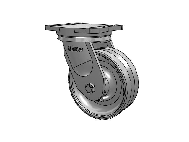 94 Series TRL Top Plate Swivel Caster with 8 x 3 Clear Coat Enamel VF - Drop-Forged Steel V-Groove Wheel
