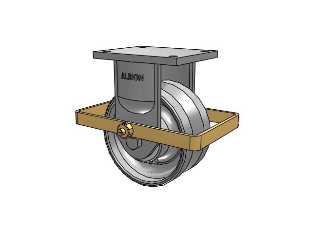94 Series TRL Top Plate Rigid Caster with 8 x 4 Clear Coat Enamel VF - Drop-Forged Steel V-Groove Wheel and Wrap Around Brake