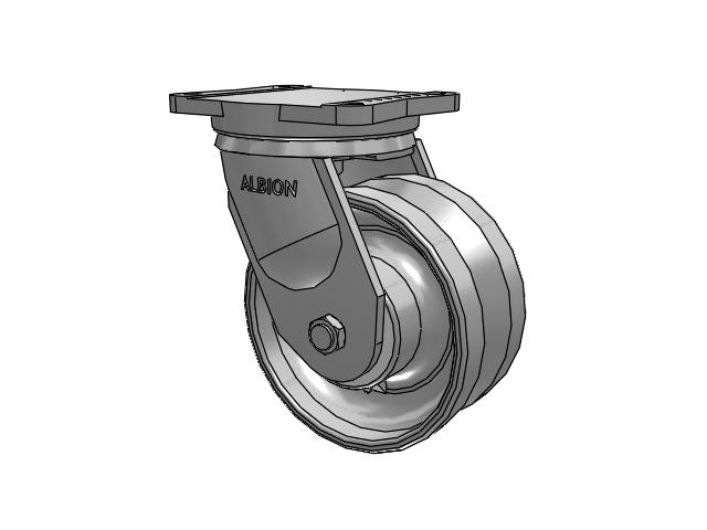 94 Series TRL Top Plate Swivel Caster with 8 x 4 Clear Coat Enamel VF - Drop-Forged Steel V-Groove Wheel