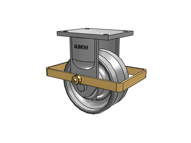 94 Series TRL Top Plate Rigid Caster with 8 x 4 Clear Coat Enamel VF - Drop-Forged Steel V-Groove Wheel and Wrap Around Brake