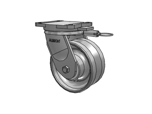 94 Series TRL Top Plate Swivel Caster with 8 x 4 Clear Coat Enamel VF - Drop-Forged Steel V-Groove Wheel