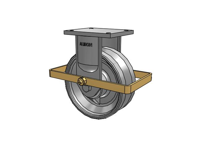 94 Series TRL Top Plate Rigid Caster with 10 x 4 Clear Coat Enamel VF - Drop-Forged Steel V-Groove Wheel and Wrap Around Brake