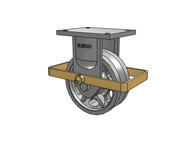 94 Series TRL Top Plate Rigid Caster with 8 x 3 Silver Enamel Paint VL - Cast Iron V-Groove Wheel and Wrap Around Brake