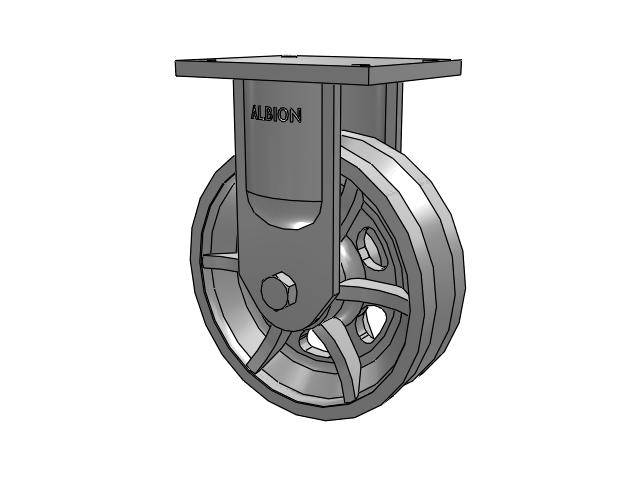 94 Series TRL Top Plate Rigid Caster with 10 x 3 Silver Enamel Paint VL - Cast Iron V-Groove Wheel
