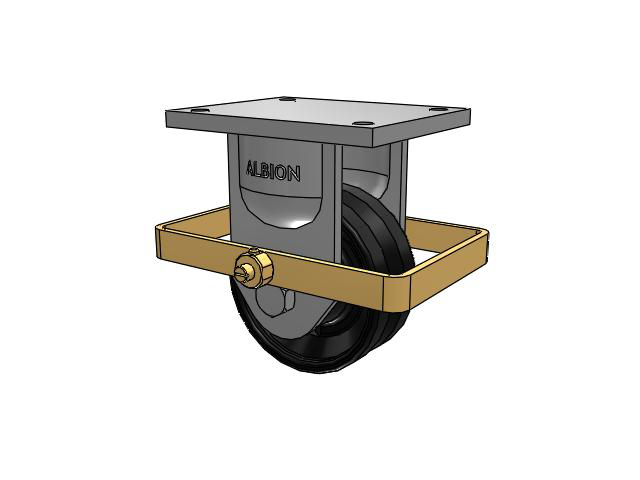 94 Series TRL Top Plate Rigid Caster with 6 x 2.5 Flat Black Paint VM - Ductile V-Groove Wheel and Wrap Around Brake