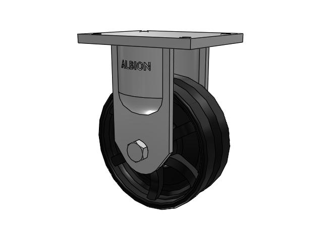94 Series BBL Caster with 8 x 3 Flat Black Paint VM - Ductile V-Groove Wheel