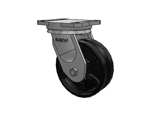 94 Series BBL Caster with 8 x 3 Flat Black Paint VM - Ductile V-Groove Wheel