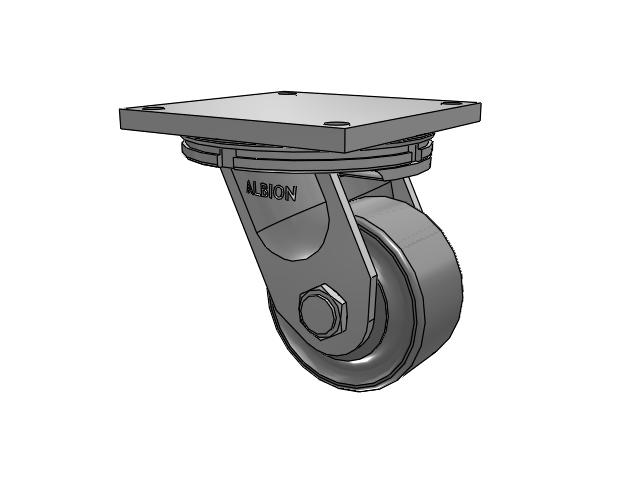95 Series TRL Top Plate Swivel Caster with 6 x 3 Clear Coat Enamel FH - Drop-Forged Steel (Large Bore) Wheel