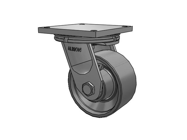 95 Series TRL Top Plate Swivel Caster with 8 x 4 Clear Coat Enamel FH - Drop-Forged Steel (Large Bore) Wheel