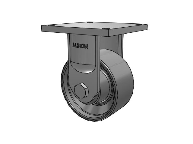 95 Series BBL Top Plate Rigid Caster with 8 x 4 Clear Coat Enamel FS - Drop-Forged Steel Wheel