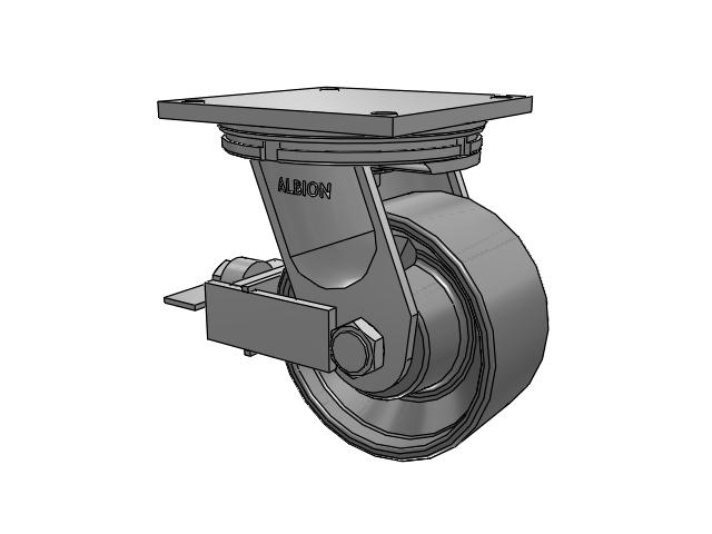 95 Series BBL Top Plate Swivel Caster with 8 x 4 Clear Coat Enamel FS - Drop-Forged Steel Wheel and Face Brake