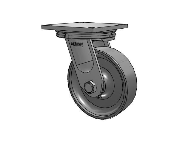 95 Series BBL Top Plate Swivel Caster with 10 x 3 Clear Coat Enamel FS - Drop-Forged Steel Wheel
