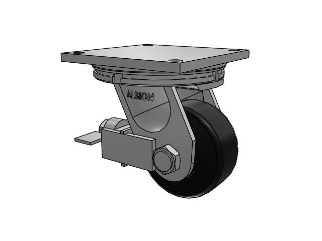 95 Series BBL Top Plate Swivel Caster with 6 x 2.5 Black Polymer NX - Trionix High Impact Polymer Wheel and Face Brake